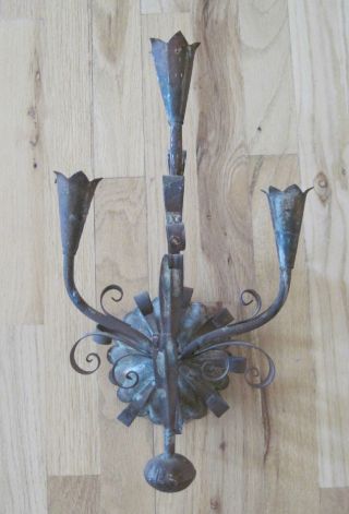 Antique Gothic Wall Sconce Candle Holder Handmade Metal