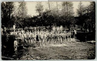 53051532 - German Wwi Nude Soldiers Bathing Rppc 1918 Wk I