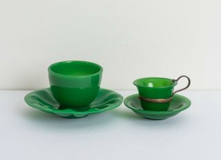 A Set Of Chinese Antique Peking Glass Cups&saucers,  1890 - 1920
