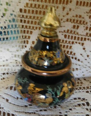 Vintage Porcelain Perfume & Sachet Bottle Hand Painted Greek Figures &gold Trim