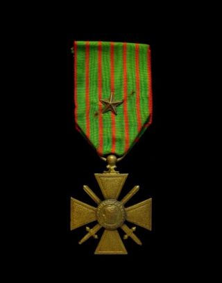 Wwi Ww1 France French Croix De Guerre War Cross Medal W/ Bronze Star Device Cdg
