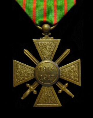 WWI WW1 France French Croix de Guerre War Cross Medal w/ Bronze Star Device CdG 4