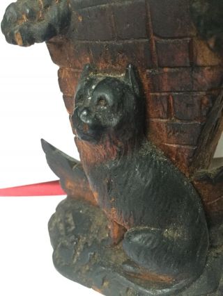 Antique 1800’s Carved Wood German Black Forest Dog Mastiff Pit Bill Match Strike