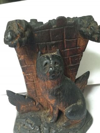 Antique 1800’s Carved Wood GERMAN BLACK FOREST DOG Mastiff Pit Bill Match Strike 5