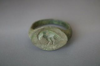 Ancient Interesting Roman Bronze Ring Eagle 1st - 4th Century Ad