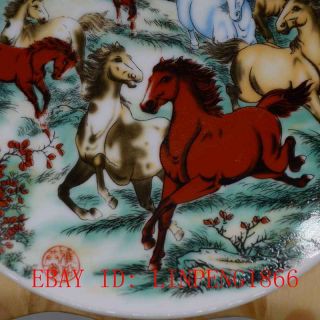 Chinese Famille Rose Porcelain Hand - painting Horse w Qing Qianlong Mark 5