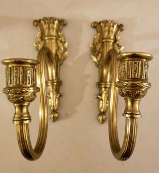 Vintage Brass Victorian Style Wall Sconce Candlesticks Candle Holders