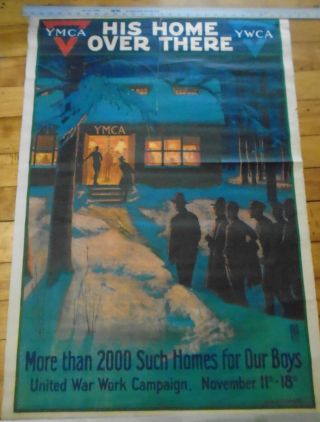 World War 1 Poster " His House Over There " Ymca