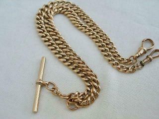 9ct Solid Gold Double Albert Graduated Antique Watch Chain 42.  8 grams. 2