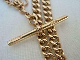 9ct Solid Gold Double Albert Graduated Antique Watch Chain 42.  8 grams. 3