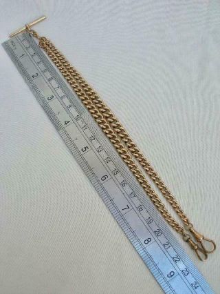9ct Solid Gold Double Albert Graduated Antique Watch Chain 42.  8 grams. 5