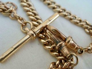 9ct Solid Gold Double Albert Graduated Antique Watch Chain 42.  8 grams. 7