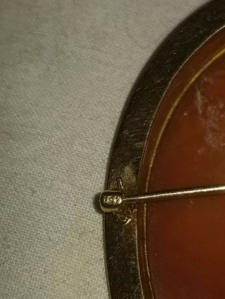 Huge 10K Antique Diana the Huntress Sardonyx Shell Cameo Brooch Pin Pendant 5