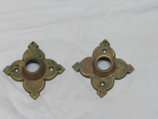 Antique Matching Pair Door Knob Backplates Antique Brass Solid