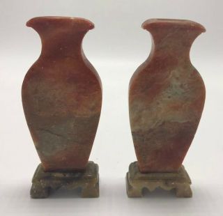 A Early 20th C Chinese Carved Soapstone Vases