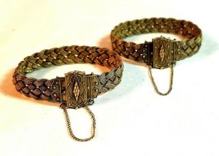 Pr 14k Gold Victorian Etruscan Revival Braided Bracelets 35.  9 Grams