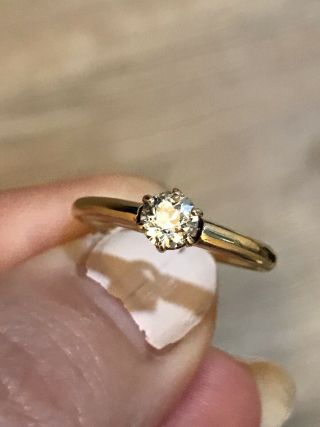Mine Cut Early 1900s Estate Diamond Solitaire Ring 18k Yg