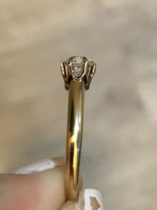 Mine Cut Early 1900s ESTATE DIAMOND SOLITAIRE RING 18K YG 4