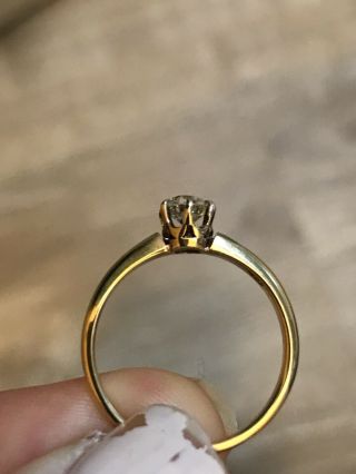 Mine Cut Early 1900s ESTATE DIAMOND SOLITAIRE RING 18K YG 5