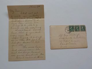 Wwi Letter 1918 100 Case Of Spanish Influenza Flu Electra Texas Camp Travis Ww1