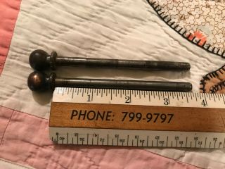 Two 1/4 " Antique Cannon Ball Top 3 11/16 " Hinge Pins,  Japanned Finished,  Sh