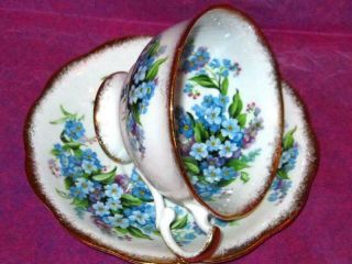 Vintage Royal Standard FORGET - ME - NOT Bone China Footed Tea Cup and Saucer 4