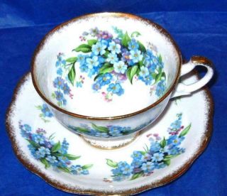 Vintage Royal Standard FORGET - ME - NOT Bone China Footed Tea Cup and Saucer 7