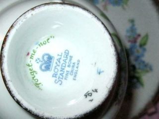 Vintage Royal Standard FORGET - ME - NOT Bone China Footed Tea Cup and Saucer 8