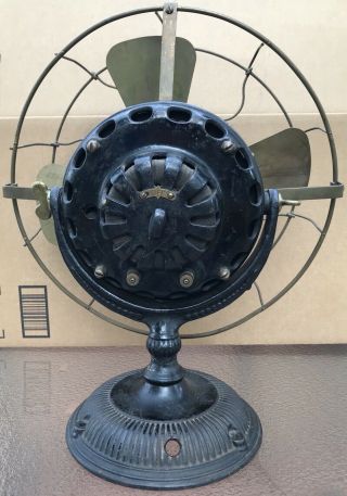1901 - 02 GE General Electric 12” Trunnion Yoke Mount Antique Brass Pancake Fan 4