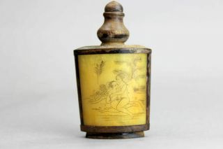 Antique 19th Century Asian Snuff Bottle With Woman And Man Scenery