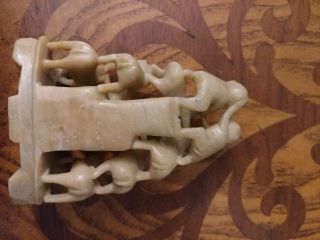 Hand Carved Stack Of 10 Monkeys Ivory\soap stone People ' s Republic Of China 2