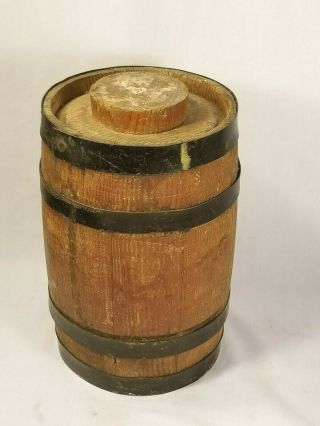 Vintage Small Wood Barrel Keg Gun Powder Whiskey