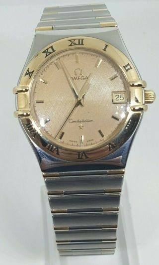 Omega Constellation Date Stainless Steel & 18ct Gold Vintage Mens Watch