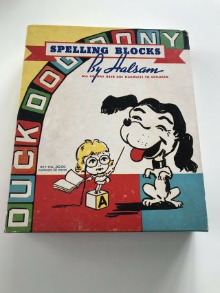 Vintage Halsam Wooden Children ' s Spelling Alphabet 30 Blocks Hal - Sam Orig Box 2