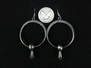 Navajo Earrings - Coin Silver Hoop