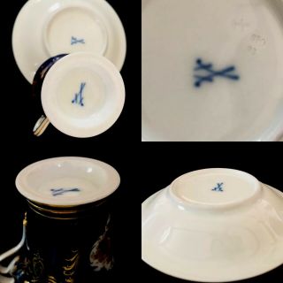 Antique meissen porcelain Cobalt Blue Cup And Saucer Rare 12
