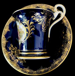 Antique meissen porcelain Cobalt Blue Cup And Saucer Rare 9