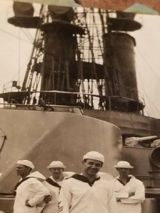 WWI Photograph US Navy Sailors On Deck Turret Battleship USS Kearsarge BB - 5 5