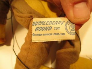 RARE 1961 HANNA BARBERA Knickerbocker HUCKLEBERRY HOUND Hanging String Puppet 6