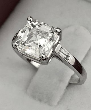 VINTAGE PLATINUM RING 2.  15 C ASSCHER CUT DIAMOND VS1,  E,  GIA,  RETAIL USD $44,  800 2