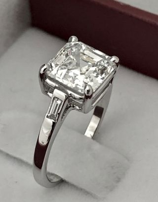 VINTAGE PLATINUM RING 2.  15 C ASSCHER CUT DIAMOND VS1,  E,  GIA,  RETAIL USD $44,  800 4