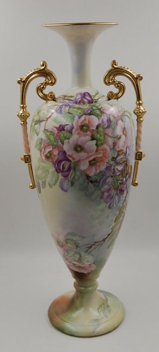 Antique American Belleek Cac Lenox Hand Painted Porcelain Vase Urn 18.  75 "