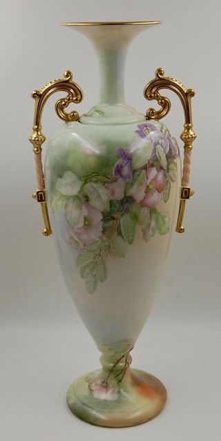 Antique American Belleek Cac Lenox Hand Painted Porcelain Vase Urn 18.  75 