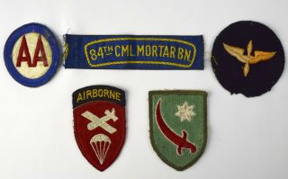 5 Wwii U.  S.  Army Airborne,  Aviation,  Mortar Patches - Rs - 6