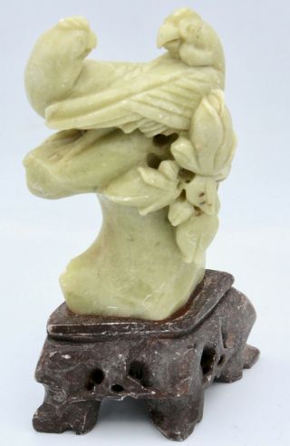 Antique Carved Large Green Soapstone Two Birds Statue 310.  7 G 4.  8 x 3.  0 Inch 3
