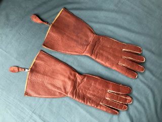 Vintage Wwii Rcaf Pilots Leather Gloves Am 1941 Dated