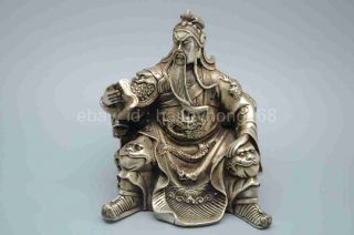 Chinese Silver Dragon Lion Beast Head Guan Gong Yu E01