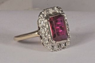 Antique Burmese 6.  5ct Blood Red Ruby Halo Round Brilliant Diamonds 14K Gold Ring 3