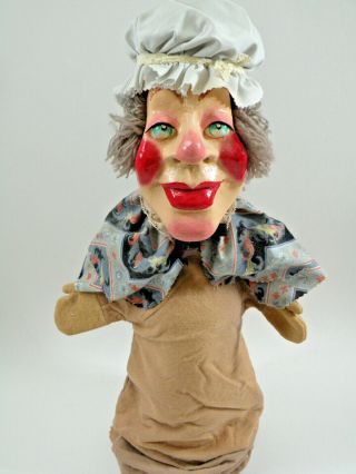 Vintage Handmade Punch And Judy " Judy " Paper Mache Hand Puppet