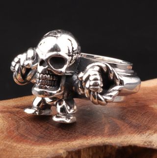 34g Christmas Gift 925 Silver Ring Statue Old Skull Mascot Limited Edition